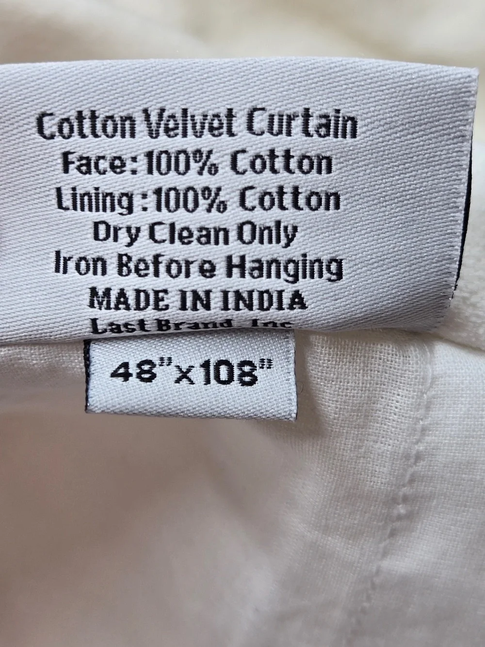 NWT QUINCE Set Of 2 48x108 Cotton Velvet Curtains Ivory 9748
